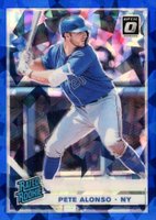 2019 Panini Donruss Optic #82 Pete Alonso Blue Cracked Ice Baseball Card