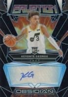 2023 Panini Obsidian Rookie Eruption Autographs #REKEY Keyonte George Electric Etch Blue Basketball Card