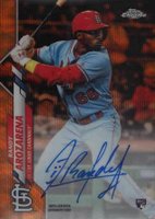 2020 Topps Chrome Rookie Autographs #RARAR Randy Arozarena Orange Wave Refractor Baseball Card