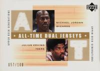 2002 Upper Deck Generations All-Time Dual Jersey #MJJEJ Michael Jordan/Julius Erving Basketball Card
