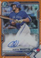 2021 Bowman Chrome Mega Box Autographs #AM Austin Martin Orange Refractor Baseball Card