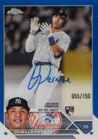 2023 Topps Chrome Rookie Autograph #RAOP Oswald Peraza Blue Baseball Card