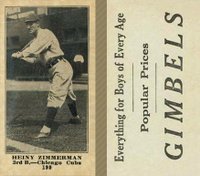 1916 Gimbels #199 Heiny Zimmerman Baseball Card
