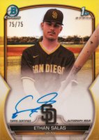 2023 Bowman Chrome Prospect Autographs #CPAESS Ethan Salas Yellow Refractor Baseball Card