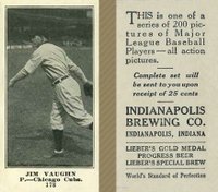1916 Indianapolis Brewing #178 Jim Vaughn Baseball Card