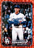 2024 Topps Update #US149 Yoshinobu Yamamoto Orange Crackle Foil Board Baseball Card