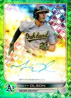 2022 Topps Chrome Logofractor Edition Chrome Autographs #CAMO Matt Olson Green Baseball Card
