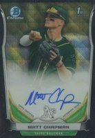2014 Bowman Chrome Draft Pick Autograph #MCH Matt Chapman Black Wave Refractor Baseball Card