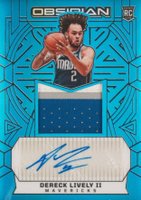 2023 Panini Obsidian #229 Dereck Lively II Jersey Autograph-Electric Etch Blue Flood Fotl Basketball Card