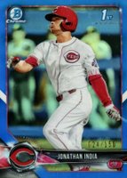 2018 Bowman Draft #BDC112 Jonathan India Chrome-With Bat-Sky Blue Refractor Baseball Card