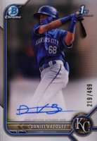 2022 Bowman Chrome Prospect Autographs #CPADVZ Daniel Vazquez Refractor Baseball Card