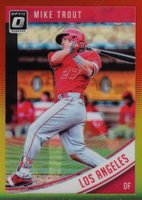 2018 Panini Donruss Optic #121 Mike Trout Post-Swing-Red/Yellow Baseball Card