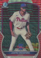 2023 Bowman Chrome Prospects #BCP217 Justin Crawford Red/Aqua Vapor Baseball Card