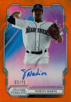 2019 Bowman Sterling Prospect Autographs #NMA Noelvi Marte Orange Refractor Baseball Card