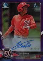 2018 Bowman Chrome Prospects Autographs #BCPALGA Luis Garcia Purple Refractor Baseball Card