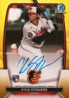 2023 Bowman Chrome Rookie Autographs #CRAKS Kyle Stowers Yellow Refractor Baseball Card