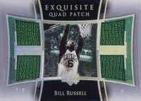 2004 UD Exquisite Collection Quad Patch #E4PBR Bill Russell Basketball Card