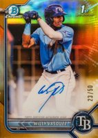 2022 Bowman Chrome Prospect Autographs #CPAWVZ Willy Vasquez Gold Refractor Baseball Card