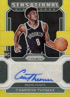 2021 Panini Prizm Sensational Signature #SSCAM Cameron Thomas Gold Prizm Basketball Card