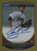 2013 Bowman Prospect Autograph #BCPCC Carlos Correa Chrome-Gold Refractor Baseball Card