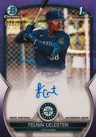 2023 Bowman Chrome Prospect Autographs #CPAFC Felnin Celesten Purple Refractor Baseball Card
