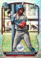 2023 Bowman Chrome Prospects #BCP55 Mairoshendrick Martinus Lunar Glow Refractor Baseball Card