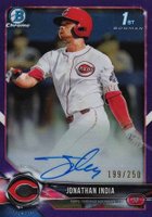 2018 Bowman Draft Chrome Draft Picks Autographs #CDAJI Jonathan India Purple Refractor Baseball Card