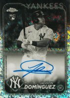 2024 Topps Chrome Rookie Autographs #RAJDZ Jasson Dominguez Black & White Mini Diamond Refractor Baseball Card