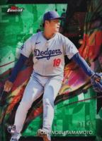 2024 Topps Finest #50 Yoshinobu Yamamoto Green Refractor Baseball Card