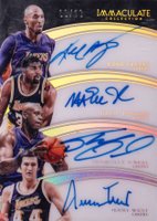 2015 Panini Immaculate Collection Quad Autographs #10 Jerry West/Kobe Bryant/Magic Johnson/Shaquille O'Neal Basketball Card