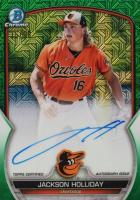2023 Bowman Mega Box Chrome Prospect Autographs #JH Jackson Holliday Green Baseball Card