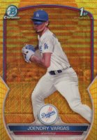 2023 Bowman Chrome Prospects #BCP218 Joendry Vargas Yellow/Orange Vapor Baseball Card