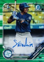 2019 Bowman Chrome Prospects Autographs #CPANMA Noelvi Marte Green Refractor Baseball Card