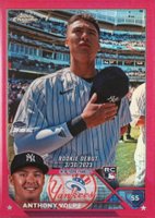2023 Topps Chrome Update #USC35 Anthony Volpe Pink Refractor Baseball Card
