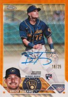 2023 Topps Chrome Rookie Autograph #RABT Brice Turang Orange Wave Baseball Card