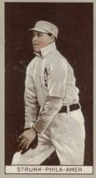 1912 Brown Backgrounds Common back # Amos Strunk Baseball Card