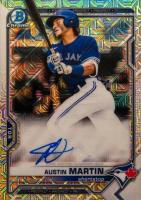 2021 Bowman Mega Box Chrome Autographs #BMAAM Austin Martin Baseball Card