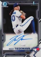 2021 Bowman Draft Chrome Draft Pick Autographs #CDARTI Ricky Tiedemann Baseball Card