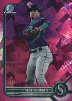 2022 Bowman Sapphire Edition Chrome Prospects #BCP63 Noelvi Marte Padparadscha 1/1 Baseball Card