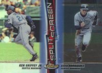1999 Finest Split Screen #SS2 Ken Griffey Jr./Alex Rodriguez Refractor/Non-Refractor Baseball Card