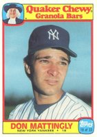 1986 Quaker Oats #18 Don Mattingly Baseball Card