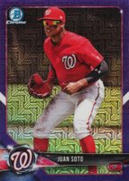2018 Bowman Mega Box Chrome #BCP52 Juan Soto Purple Refractor Baseball Card