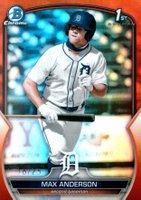 2023 Bowman Draft #BDC144 Max Anderson Chrome-Orange Baseball Card