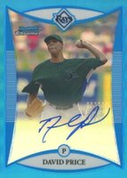 2008 Bowman Chrome Prospects #BCP111 David Price Blue Refractor-Autograph Baseball Card