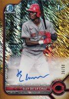 2022 Bowman Chrome Prospect Autographs #CPAED Elly de La Cruz Gold Shimmer Refractor Baseball Card