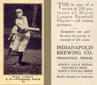 1916 Indianapolis Brewing #28 Max Carey Baseball Card