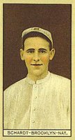 1912 Brown Backgrounds Broadleaf #162 Wilbur Schardt Baseball Card