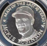 1971 Sport Magazine Coins Top Performers of Past 25 Years # Jackie Robinson Sterling Silver Baseball Card
