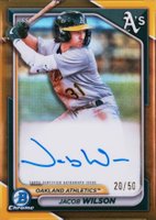 2024 Bowman Chrome Prospect Autographs #CPAJWI Jacob Wilson Gold Refractor Baseball Card