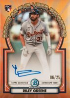 2023 Bowman Rookie of the Year Favorites #ROYRG Riley Greene Autograph-Orange Refractor Baseball Card